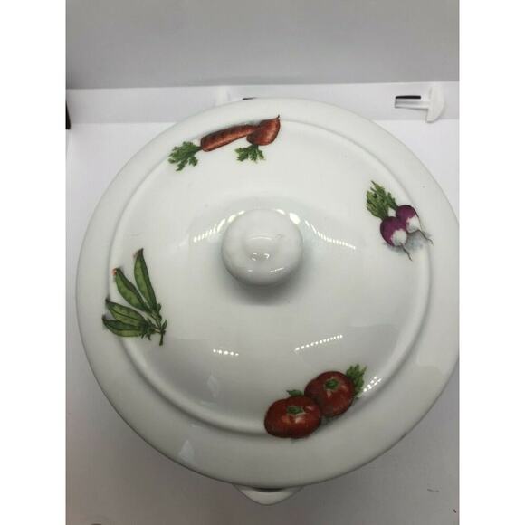 Couleuvre Ligne Limoise Porcelain Sauce Pot with Lid Vegetable Pattern - Picture 2 of 8